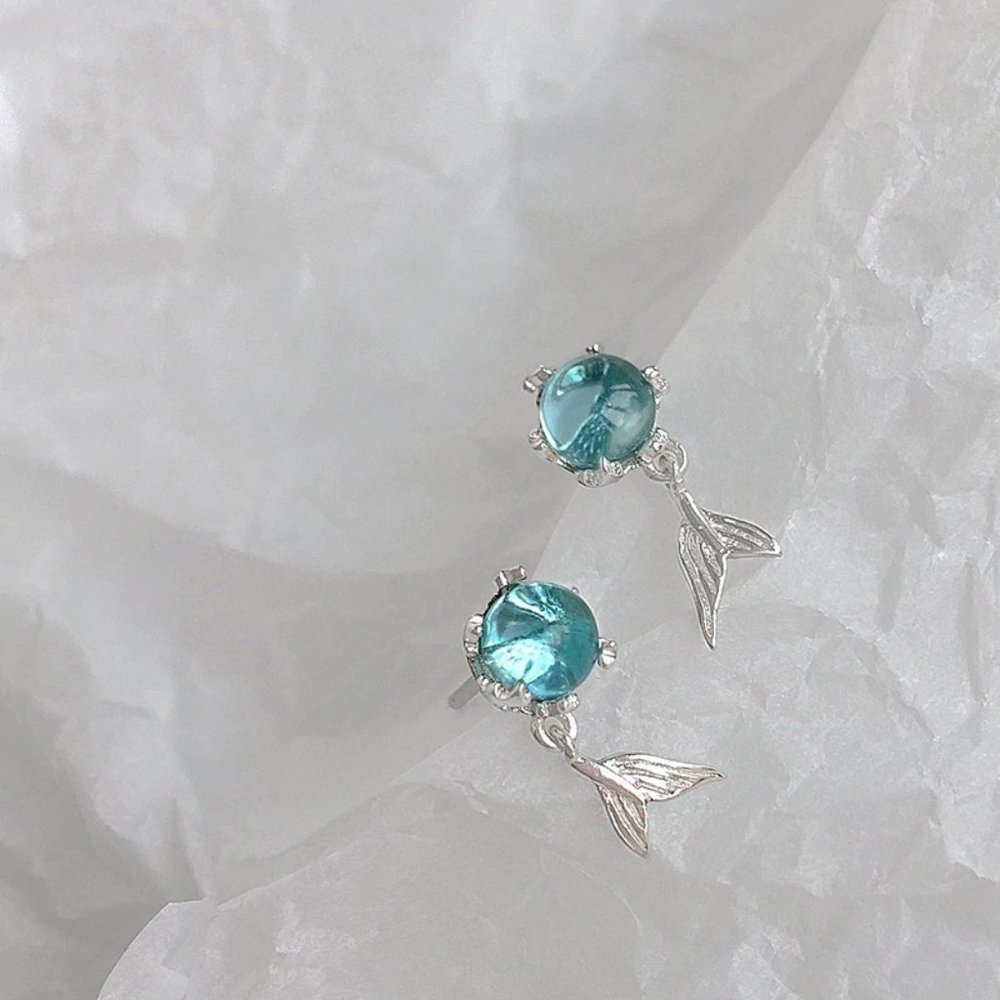 *NEW 925 Sterling Silver Crystal Mermaid Earrings - Picture 3 of 5